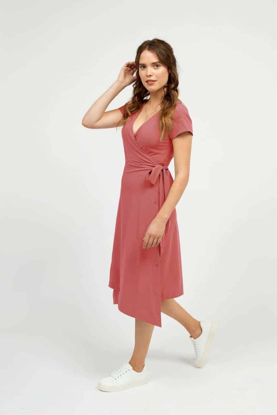 KOSAN Women's Go Travel Wrap Dress in Wildflower Pink
